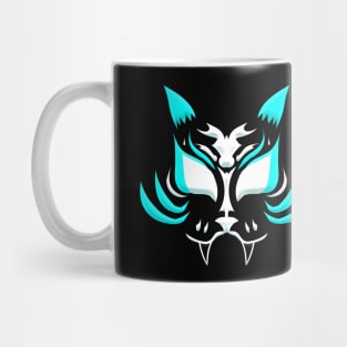 Dark Kitsune Face - Cyan Mug